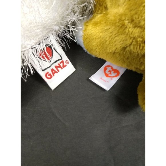 Ty Beanie Boos BRUTUS 6" Glitter Eye Bulldog + GANZ Webkinz Poodle Plush No Code - Picture 12 of 12
